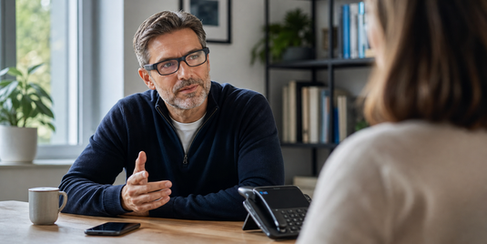 Caption glasses and caption phone options for calls and in-person conversation