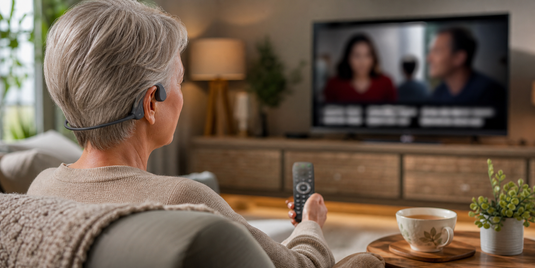 Bone conduction headphones for TV listening with hearing loss