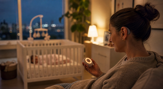 Baby cry monitor alert for deaf parents in a small apartment