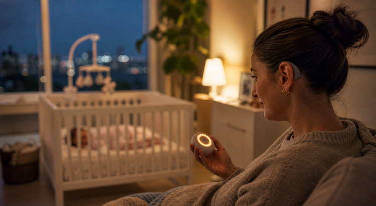Baby cry monitor alert for deaf parents in a small apartment