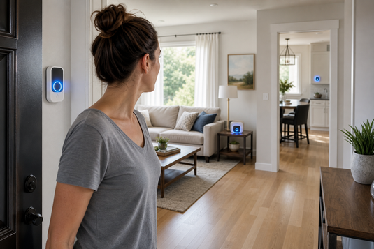 Wireless visual doorbell with multiple receivers in a home