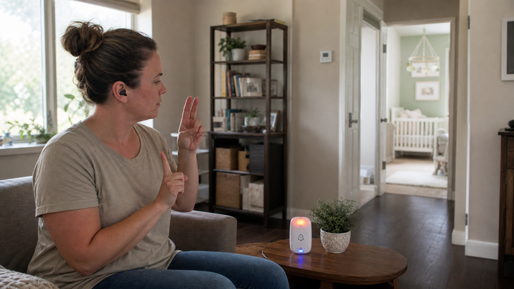 Baby cry monitor for deaf parents in single-story homes