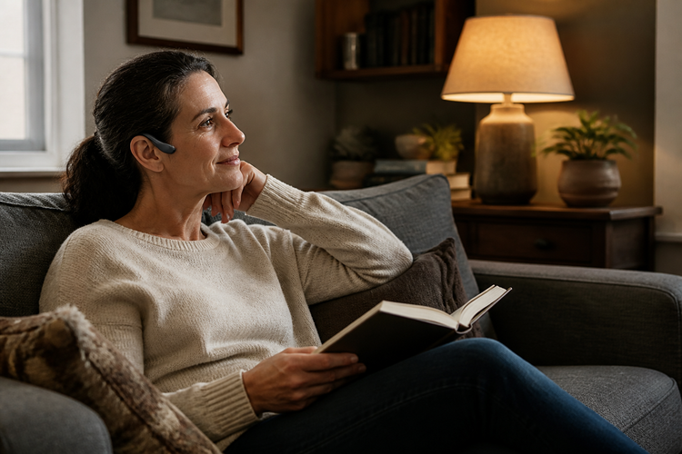Bone conduction headphones for audiobooks with hearing loss