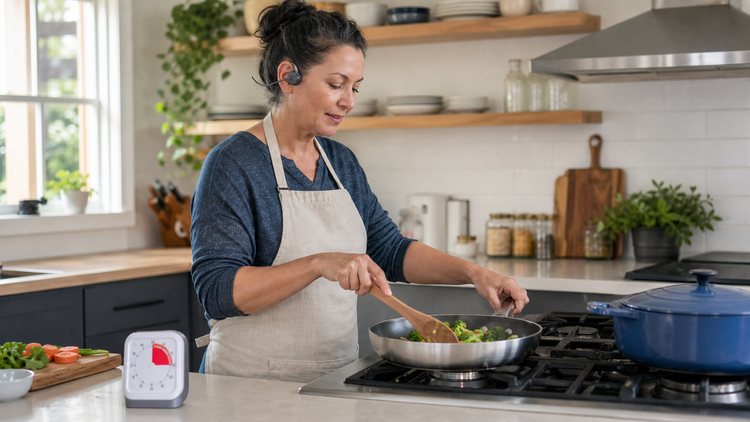Bone conduction headphones and kitchen awareness