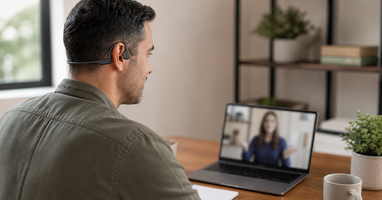 Bone conduction headphones for online classes with hearing loss