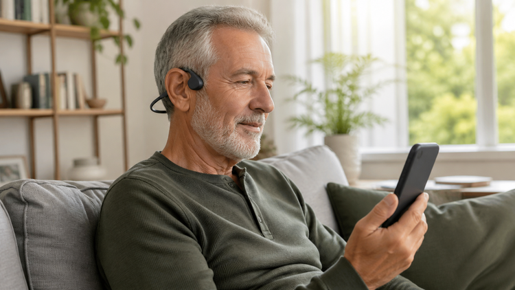 Bone conduction headphones for podcast listening with hearing loss