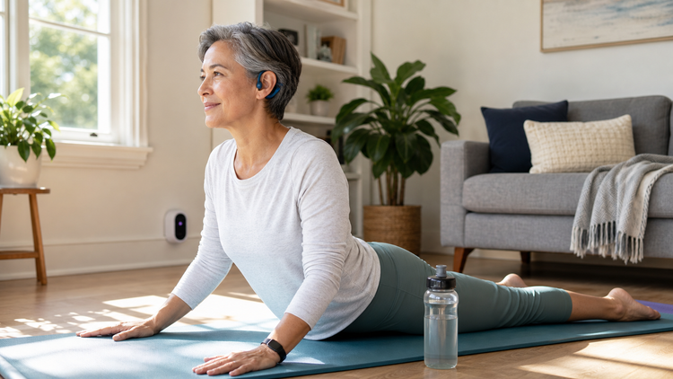 Bone conduction headphones for home workouts and household awareness