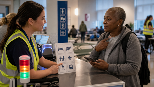 emergency shelter communication for deaf evacuees