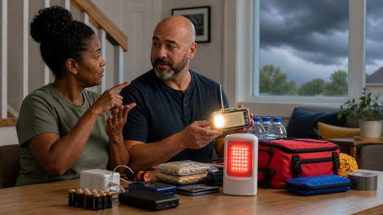 Deaf storm preparedness alert system and emergency kit