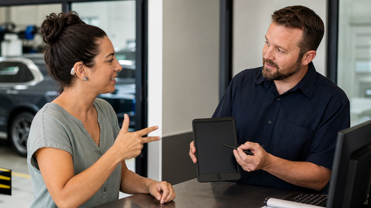 communication tablet for deaf car service visits