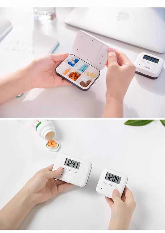Smart Timed Pill Box with Reminder – Portable Weekly Pill Organizer for Morning, Noon & Night – Compact Travel-Friendly Sealed Pill Case for Deaf & Hard of Hearing