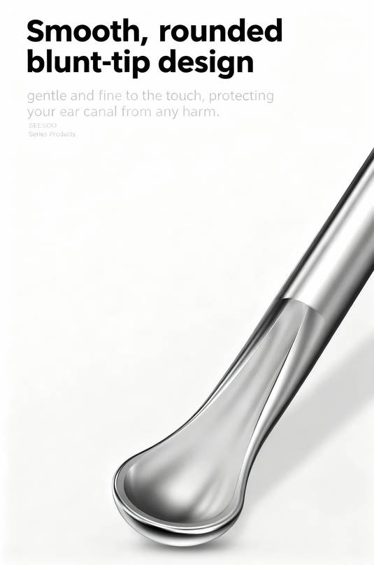 Half-Round Ear Pick | Designed for Deaf & Hard of Hearing | 3CR13 Stainless Steel | Magnetic Auto-Return | No-Ear Damage | High-Polish Finish | Home Ear Cleaning Tool
