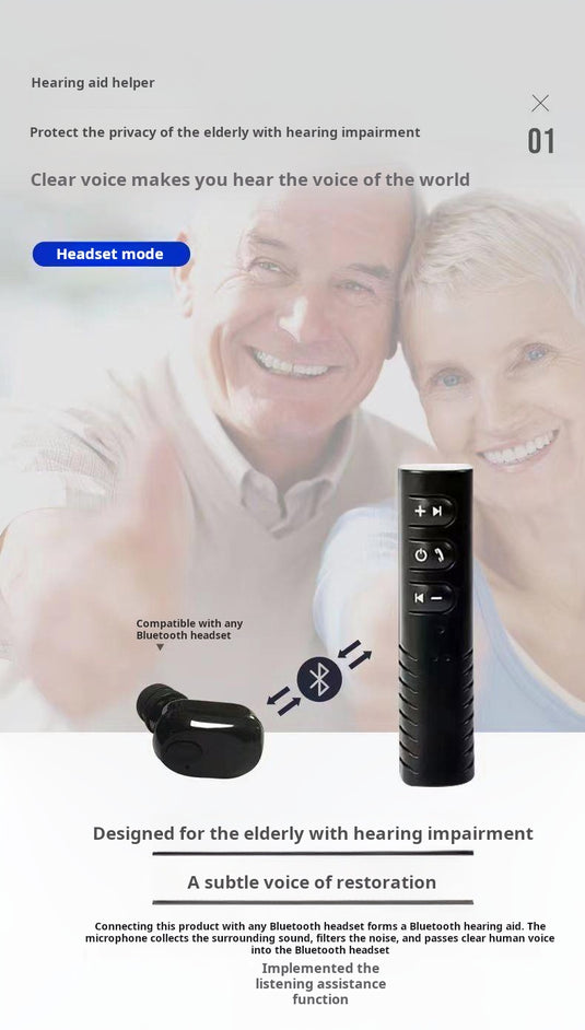 Bluetooth Noise-Canceling Microphone | Clip-on Audio Pickup Device | For Hearing Aids & Amplifiers | Anti-Feedback | High-Fidelity Voice Transmission For Deaf & Hard of Hearing