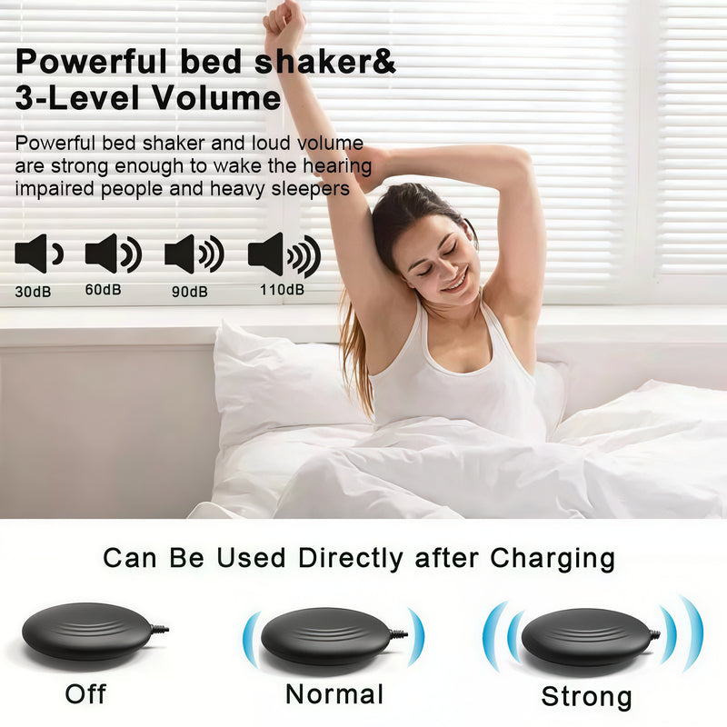 Load image into Gallery viewer, Loud Vibrating Alarm Clock with Bed Shaker &amp; Flashing Light for Deaf &amp; Hard of Hearing
