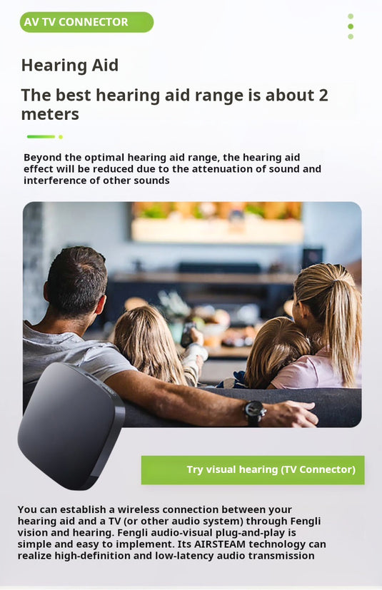 TV Connector | Wireless Hearing Aid Streaming | HD Low-Latency Audio from TV | Multi-User Support for Deaf & Hard of Hearingntain their hearing devices and enjoy clear sound quality.