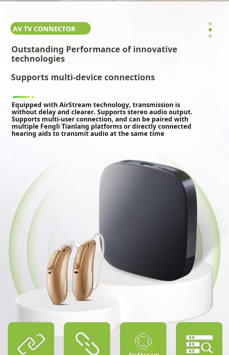 Load image into Gallery viewer, TV Connector | Wireless Hearing Aid Streaming | HD Low-Latency Audio from TV | Multi-User Support for Deaf &amp; Hard of Hearingntain their hearing devices and enjoy clear sound quality.

